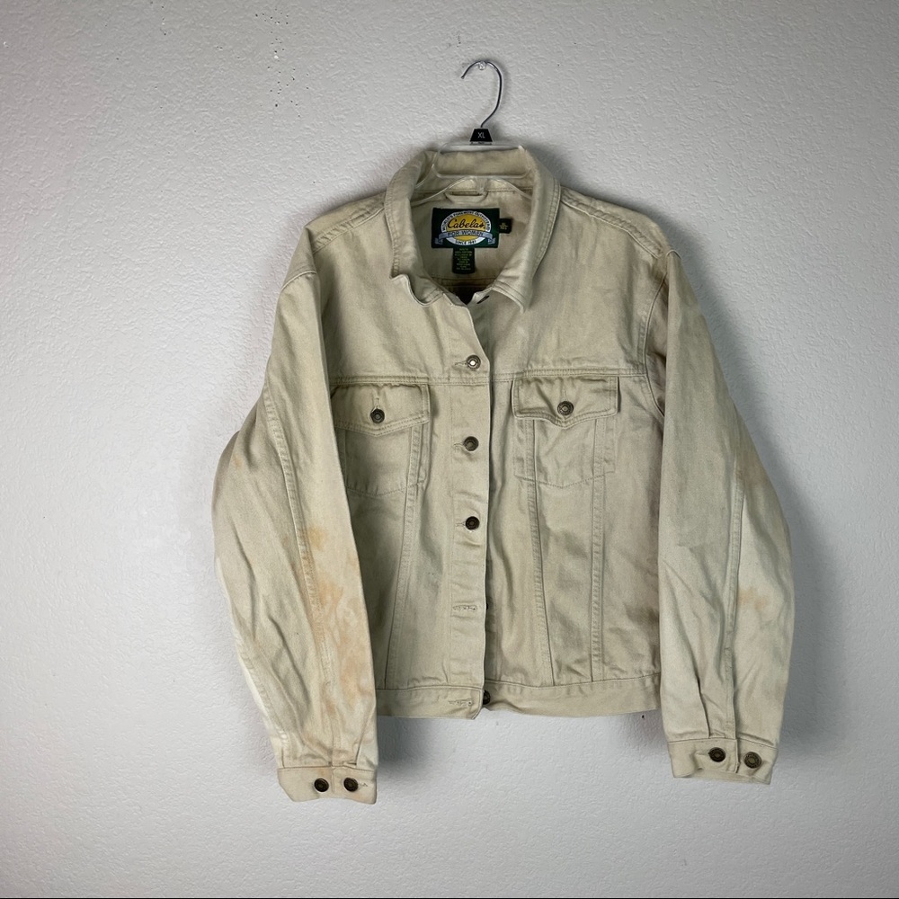 Cabelas Denim Jacket Distressed Womans Size XL